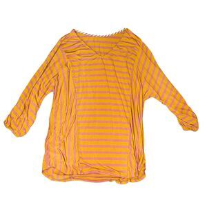 Oversized HoneyMe Top in Mustard & Pink Stripes NWOT